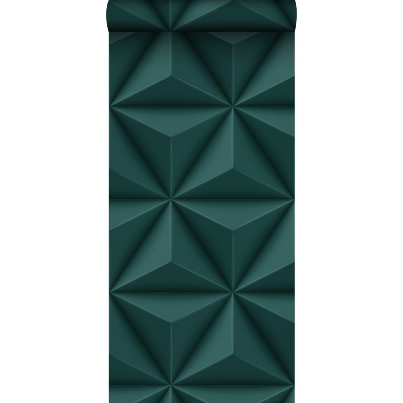 Tapeta flizelinowa z ekoteksturą graficzny motyw 3D petrol blue - 53 cm x 10.05 m - ORIGIN