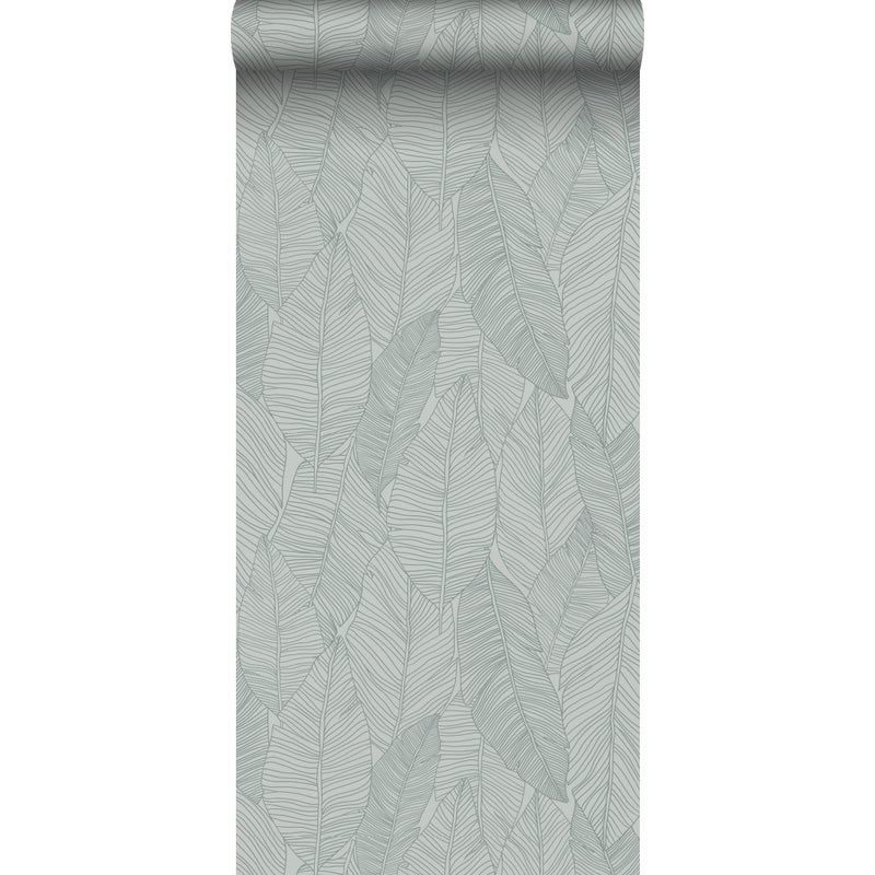 Tapeta narysowane liście szaro-niebieskim - 53 cm x 10.05 m - ESTAHOME