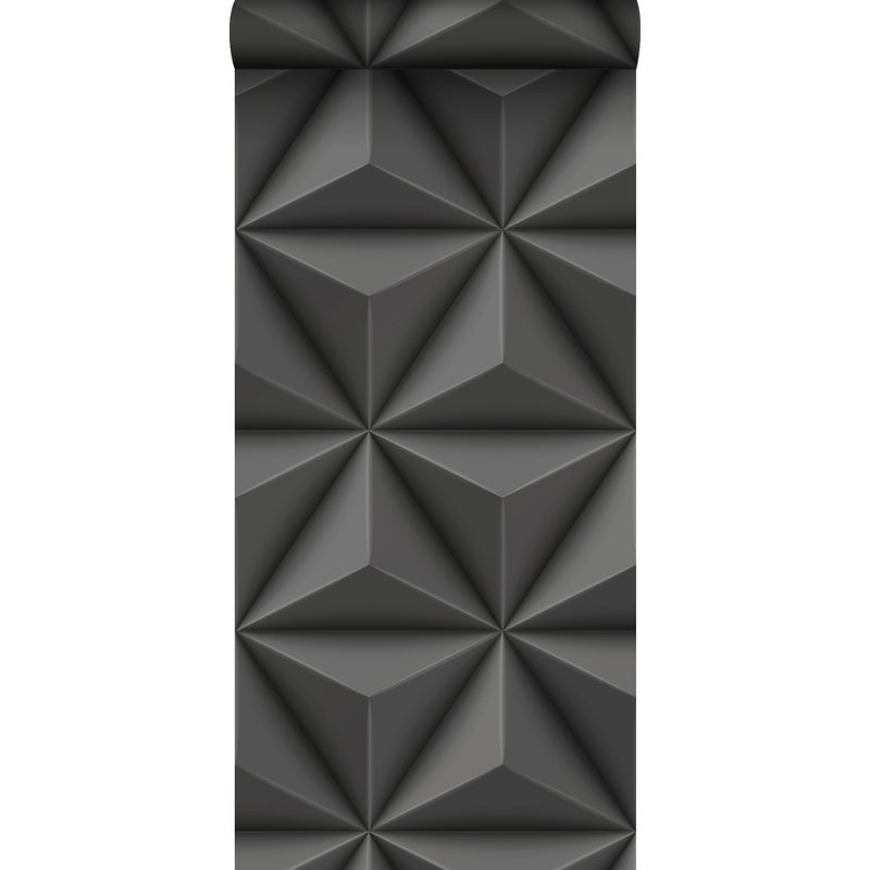 Tapeta flizelinowa z ekoteksturą graficzny motyw 3D ciemnoszarym - 53 cm x 10.05 m - ORIGIN