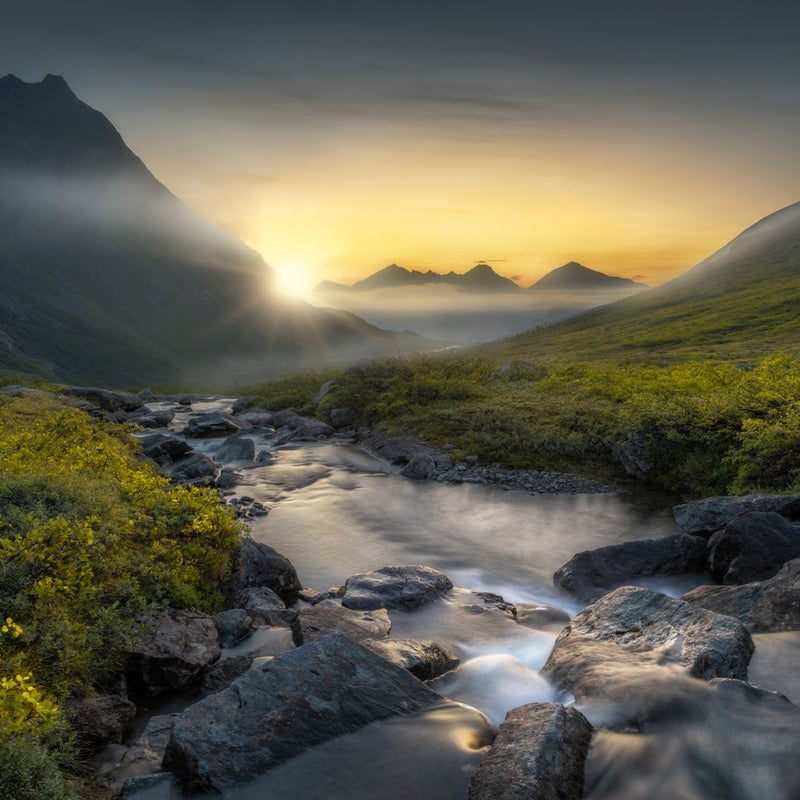 Fototapeta krajobraz górski zielonym,szarymIżółtym - 375 x 270 cm - SANDERS & SANDERS