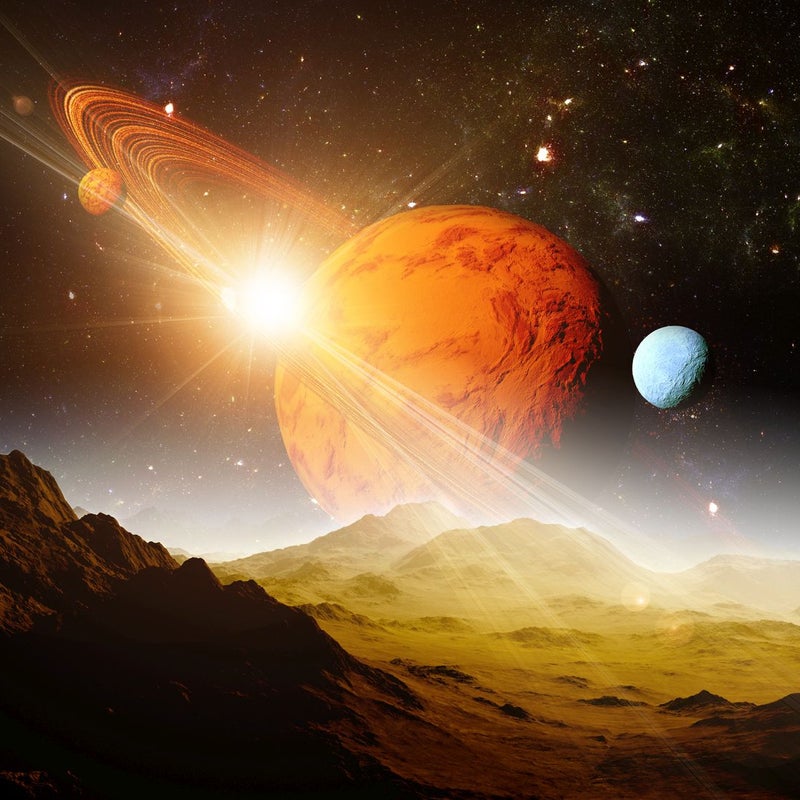 Fototapeta planety w kosmosie pomarańczowymIbrązowym - 375 x 270 cm - SANDERS & SANDERS