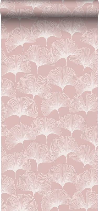 Tapeta liście miłorzębu delikatnego różu - 50 x 900 cm - ESTAHOME