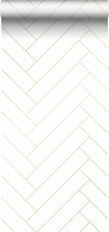 Tapeta motyw jodełki białymIzłotym - 53 cm x 10.05 m - ESTAHOME