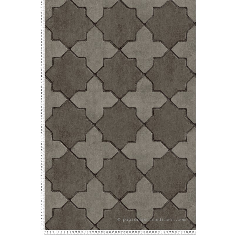 Tapeta motyw płytek szarymIbeżowym - 53 cm x 10.05 m - LIVINGWALLS