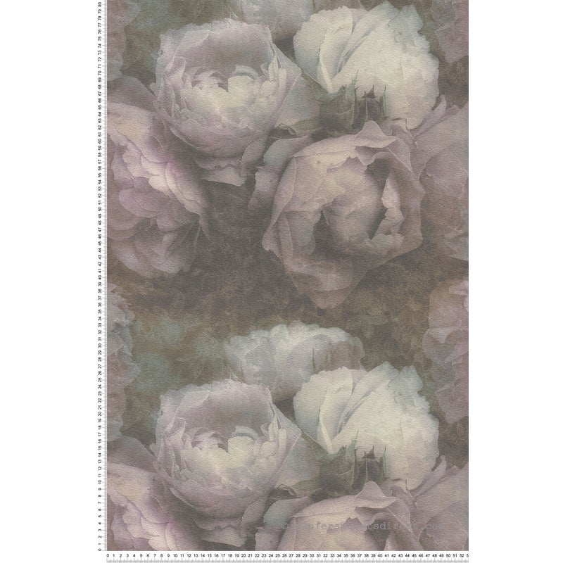 Tapeta kwiaty jasnego fioletuIszarym - 53 cm x 10.05 m - LIVINGWALLS