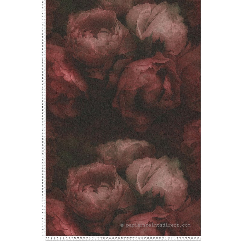Tapeta kwiaty czerwonymIczarnym - 53 cm x 10.05 m - LIVINGWALLS