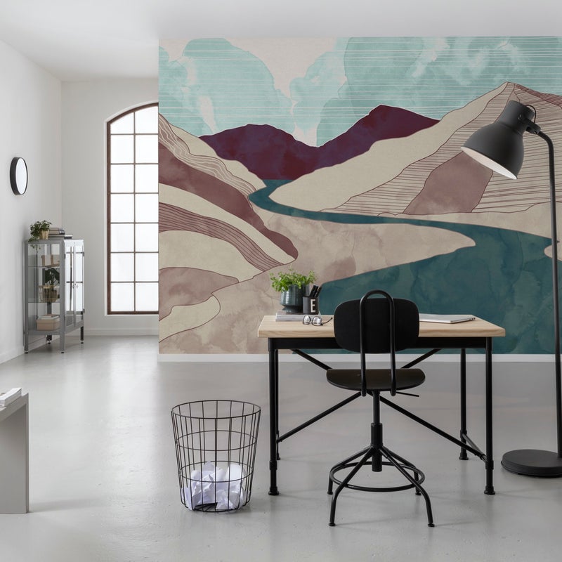 Fototapeta krajobraz bordowo-czerwonymIniebiesko-zielonym - 400 x 280 cm - SANDERS & SANDERS