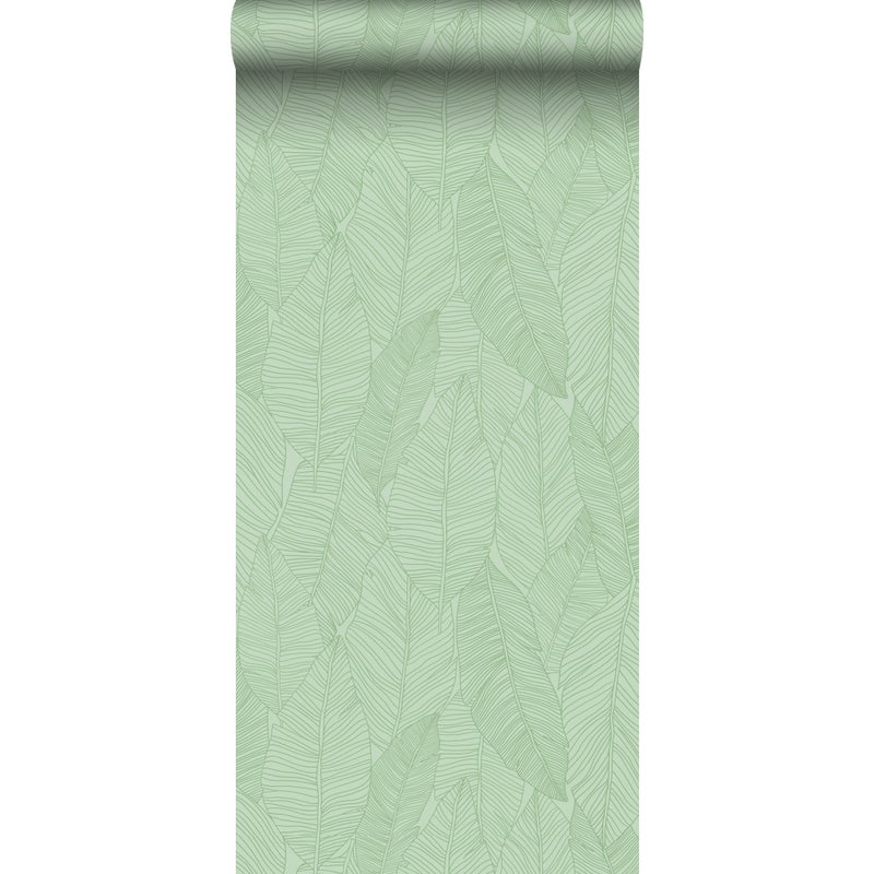 Tapeta narysowane liście zielonym - 50 x 900 cm - ESTAHOME