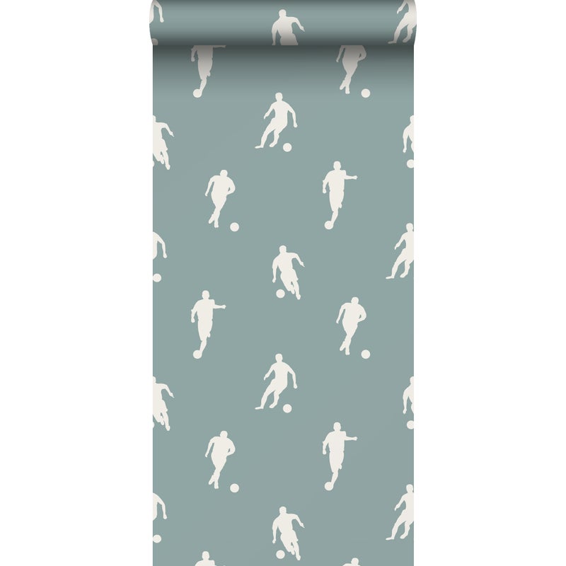 Tapeta piłkarze szaro-niebieskim - 53 cm x 10.05 m - ESTAHOME