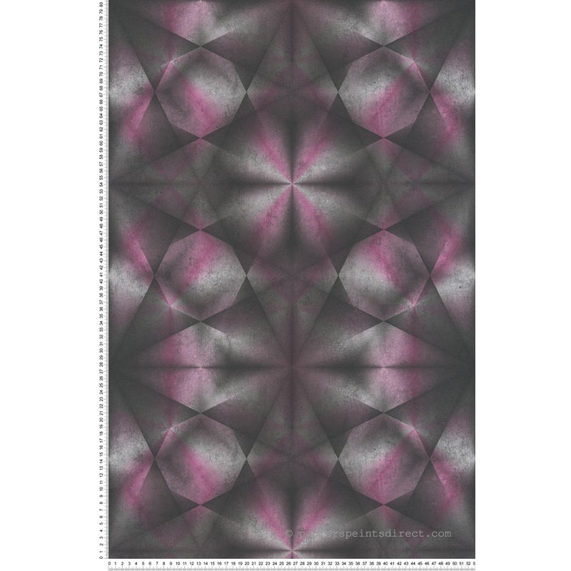 Tapeta Motyw 3D liliowo fioletowym,czarnym,różowymIszarym - 53 cm x 10.05 m - LIVINGWALLS