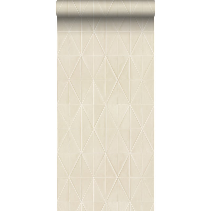 Tapeta flizelinowa z ekoteksturą motyw origami piaskowego beżu - 53 cm x 10.05 m - ORIGIN