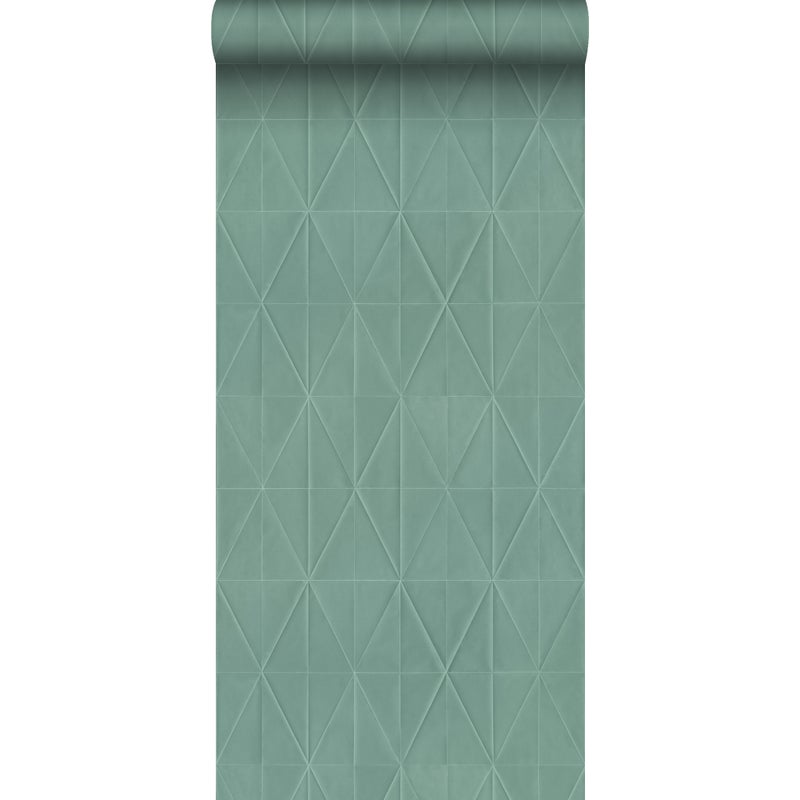Tapeta flizelinowa z ekoteksturą motyw origami szaro zielonym - 53 cm x 10.05 m - ORIGIN