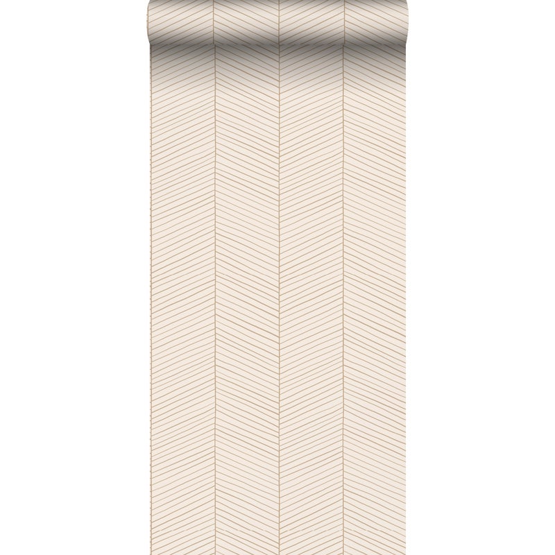 Tapeta motyw jodełki piaskowymIbeżowym - 53 cm x 10.05 m - ESTAHOME