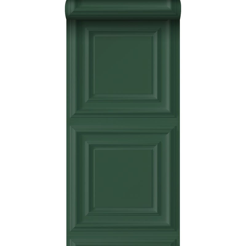 Tapeta flizelinowa z ekoteksturą panele ścienne ciemnej zieleni - 53 cm x 10.05 m - ORIGIN