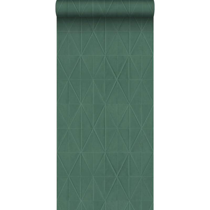 Tapeta flizelinowa z ekoteksturą motyw origami ciemnej zieleni - 53 cm x 10.05 m - ORIGIN