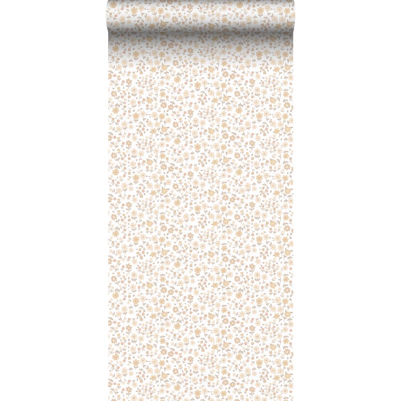 Tapeta kwiaty beżowym - 53 cm x 10.05 m - ESTAHOME