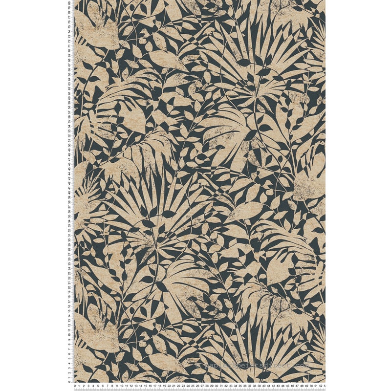 Tapeta kwiatowy wzór złotymIczarnym - 53 cm x 10.05 m - LIVINGWALLS