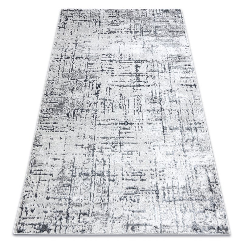 Dywan MEFE nowoczesny 8722 Linie vintage przecierany - Strukturalny, dwa poziomy runa szary / biały 280x370 cm