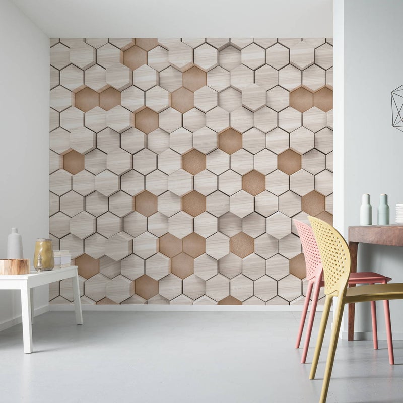 Fototapeta sześciokąt beżowymIpiaskowym - 400 x 250 cm - SANDERS & SANDERS