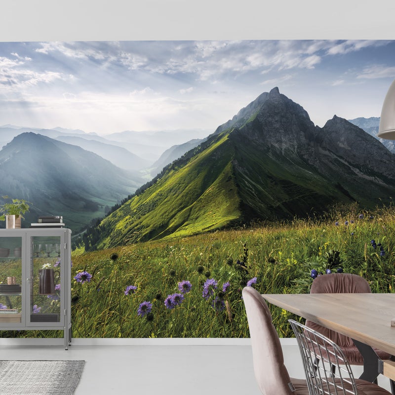 Fototapeta krajobraz górski zielonymIniebieskim - 450 x 280 cm - SANDERS & SANDERS