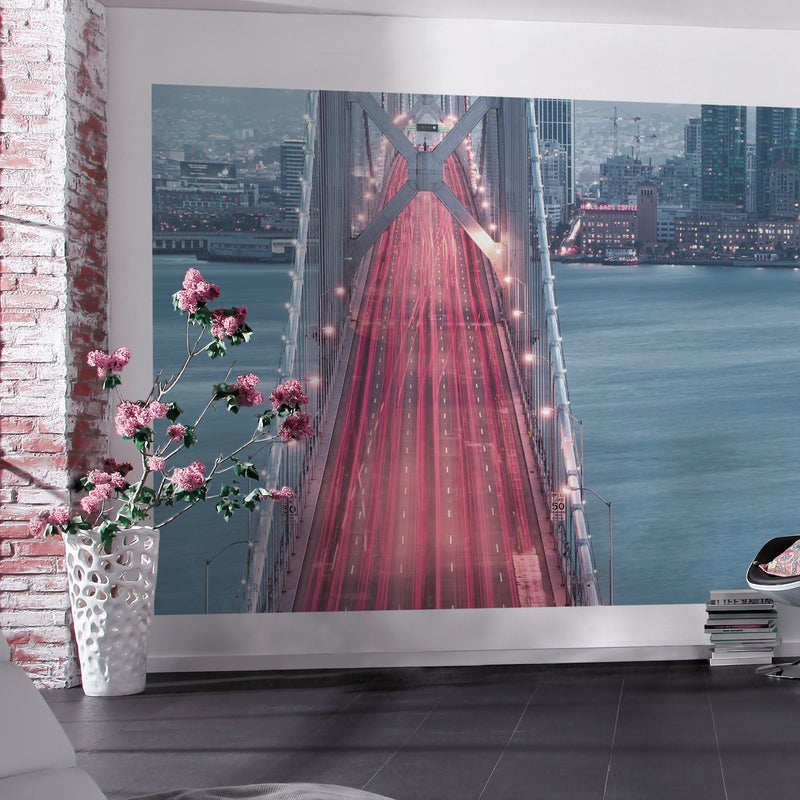 Fototapeta pejzaż miejski niebieskimIczerwonym - 300 x 200 cm - SANDERS & SANDERS