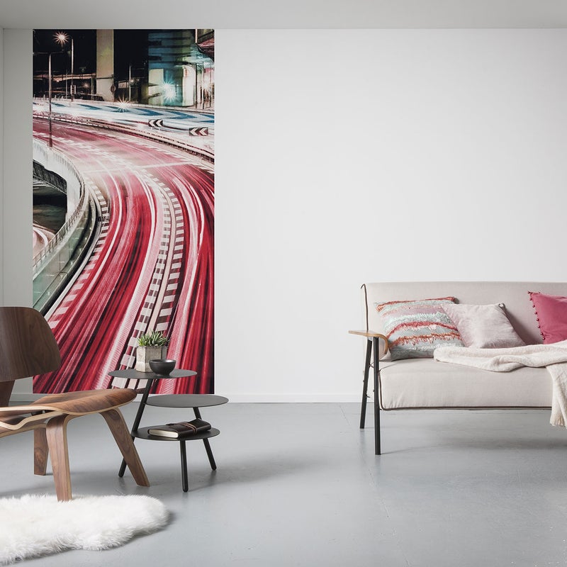 Fototapeta pejzaż miejski czerwonymIszarym - 100 x 250 cm - SANDERS & SANDERS
