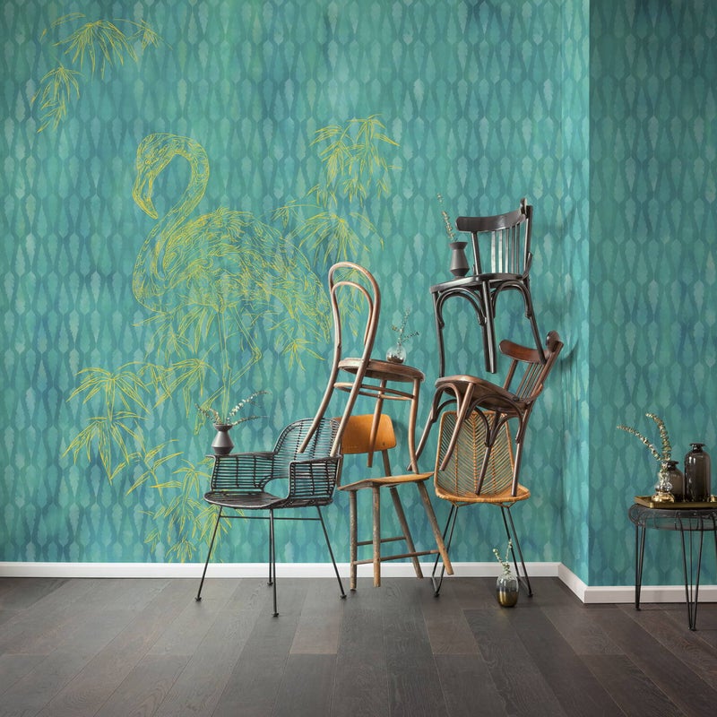 Fototapeta flaming niebiesko-zielonym - 200 x 250 cm - SANDERS & SANDERS