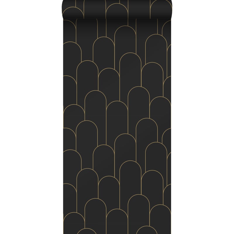 Tapeta motyw art déco czarnymIzłotym - 50 x 900 cm - ESTAHOME