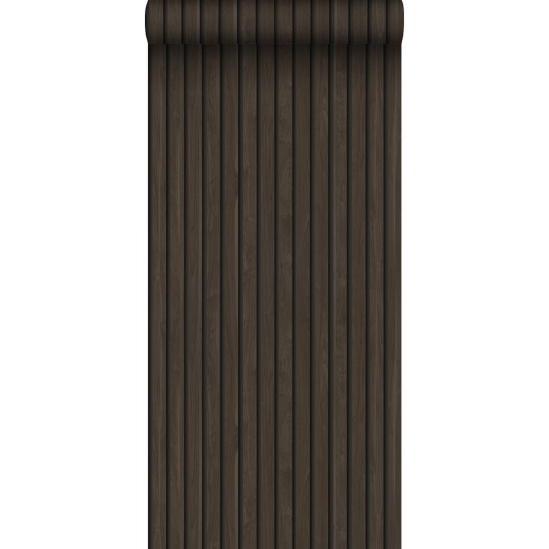 Tapeta drewniane panele ścienne 3d ciemny brąz - 53 cm x 10.05 m - ESTAHOME