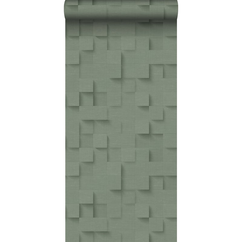 Tapeta kostki 3D szaro zielonym - 50 x 900 cm - ORIGIN