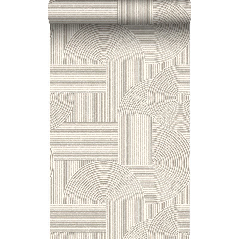 Tapeta graficzny motyw 3D ciepłej szarości - 53 cm x 10.05 m - ORIGIN