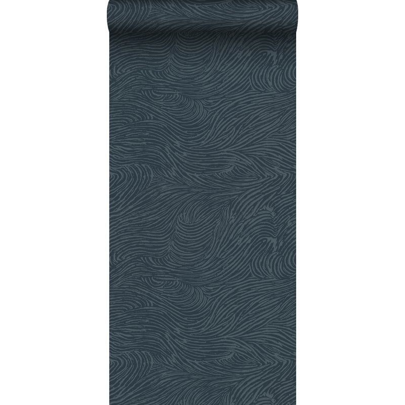Tapeta faliste linie 3D ciemnoniebieskim - 53 cm x 10.05 m - ESTAHOME