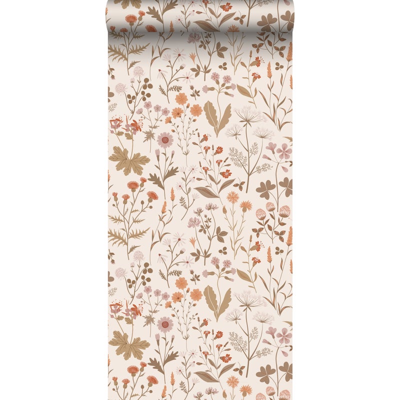 Tapeta kwiaty polne beżowym - 53 cm x 10.05 m - ESTAHOME