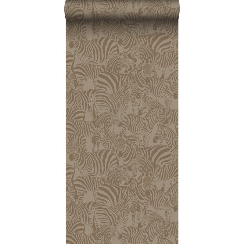 Tapeta zebry ciemny beż - 50 x 900 cm - ORIGIN