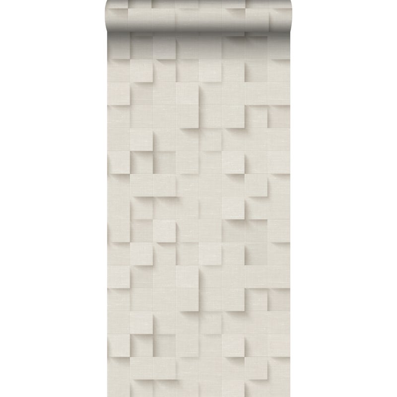 Tapeta kostki 3D jasnego beżu - 50 x 900 cm - ORIGIN