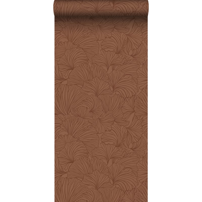 Tapeta liście miłorzębu terakota - 53 cm x 10.05 m - ESTAHOME