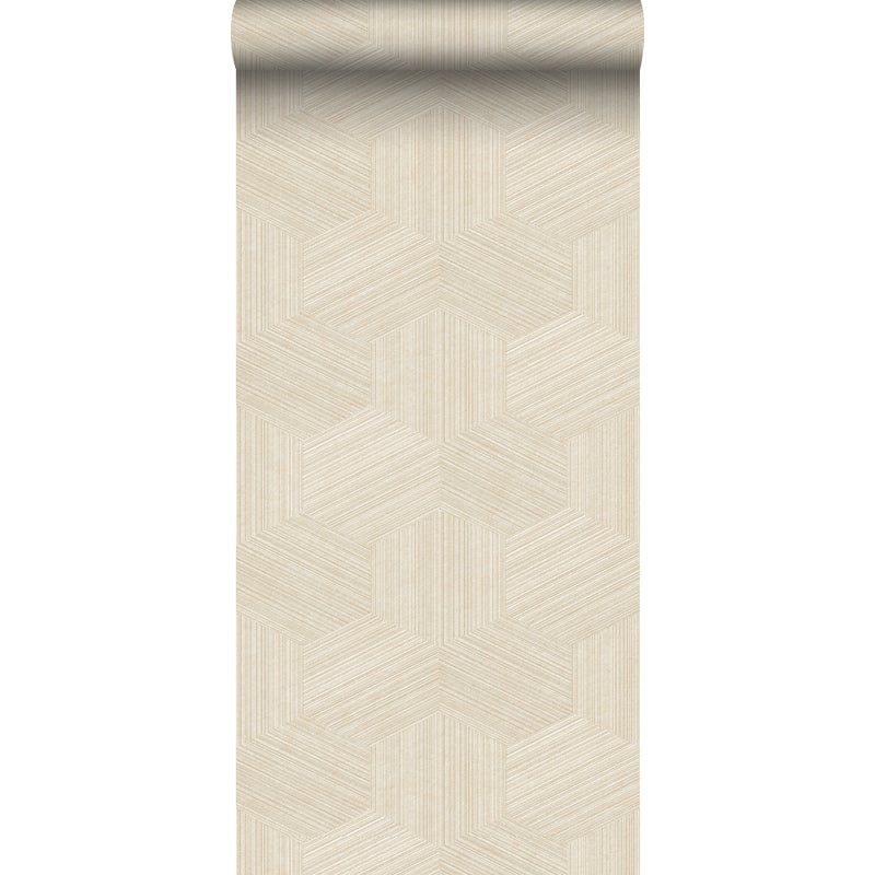 Tapeta flizelinowa z ekoteksturą graficzny motyw 3D jasnego beżu - 50 x 900 cm - ORIGIN