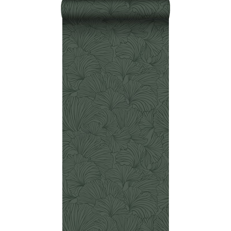 Tapeta liście miłorzębu ciemnej zieleni - 53 cm x 10.05 m - ESTAHOME