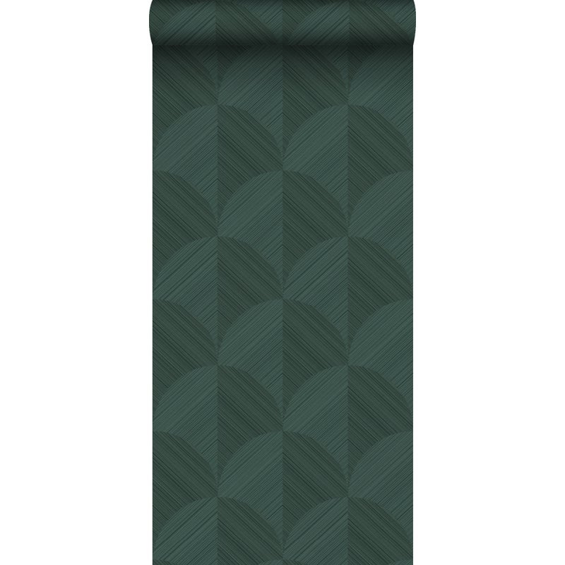 Tapeta flizelinowa z ekoteksturą Motyw 3D ciemnej zieleni - 53 cm x 10.05 m - ORIGIN