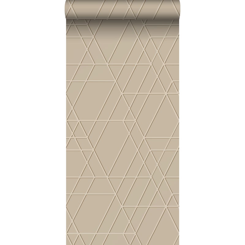 Tapeta graficzny motyw 3D beżowym - 50 x 900 cm - ESTAHOME