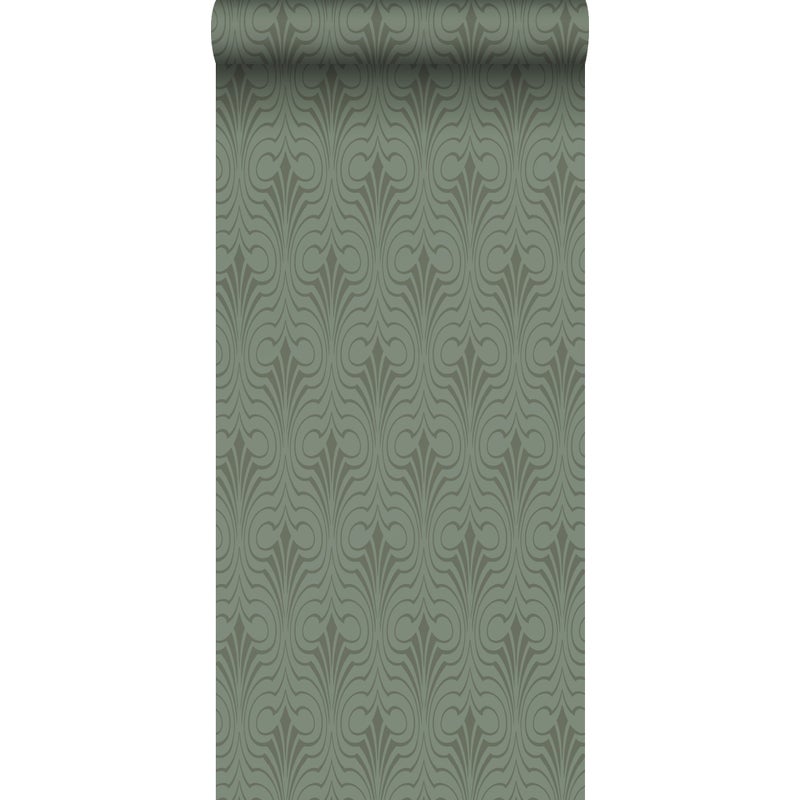 Tapeta forma graficzna szaro zielonym - 50 x 900 cm - ESTAHOME