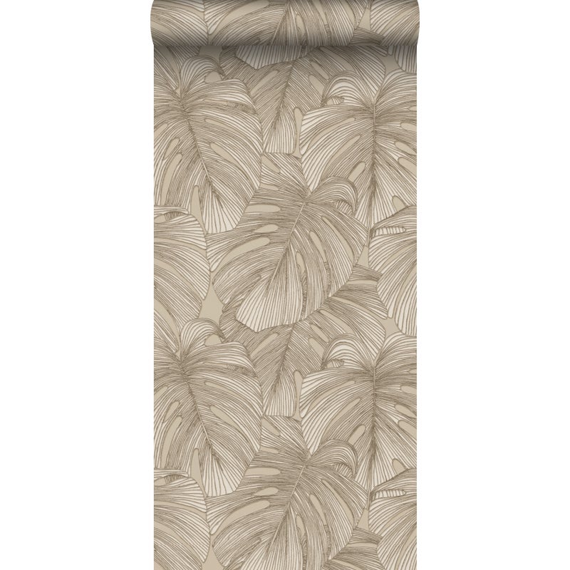 Tapeta Motyw liści 3D piaskowego beżu - 50 x 900 cm - ORIGIN
