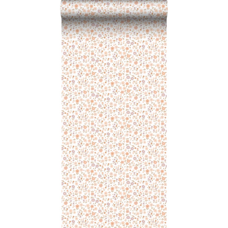 Tapeta kwiaty różowym,terakotaIfioletowym - 53 cm x 10.05 m - ESTAHOME