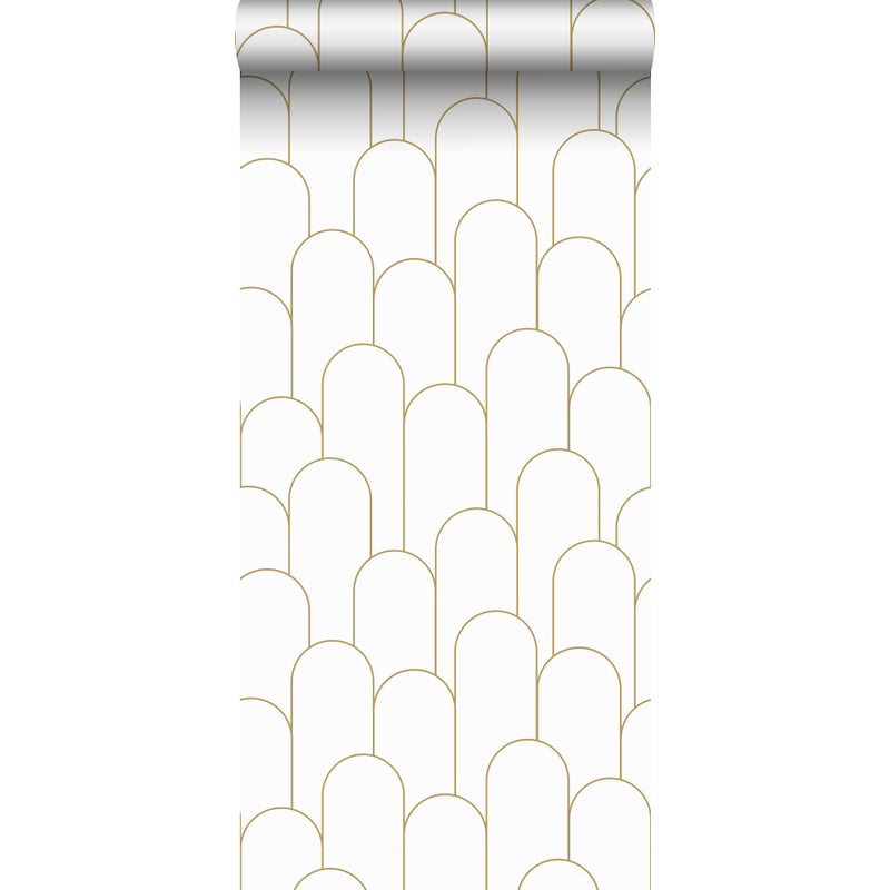 Tapeta motyw art déco białymIzłotym - 53 cm x 10.05 m - ESTAHOME