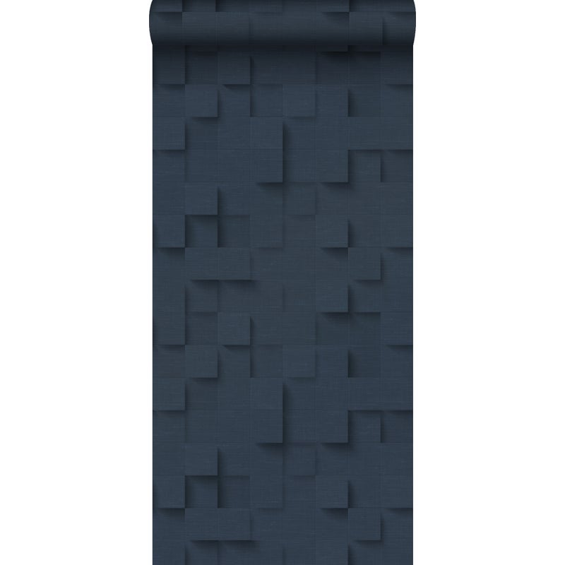 Tapeta kostki 3D ciemnoniebieskim - 50 x 900 cm - ORIGIN