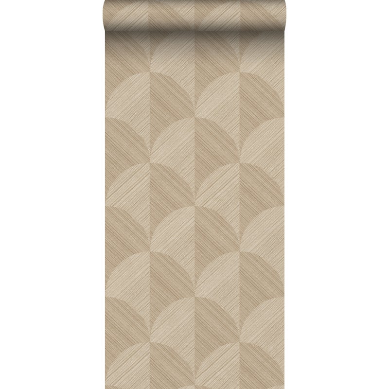 Tapeta flizelinowa z ekoteksturą Motyw 3D beżowym - 53 cm x 10.05 m - ORIGIN