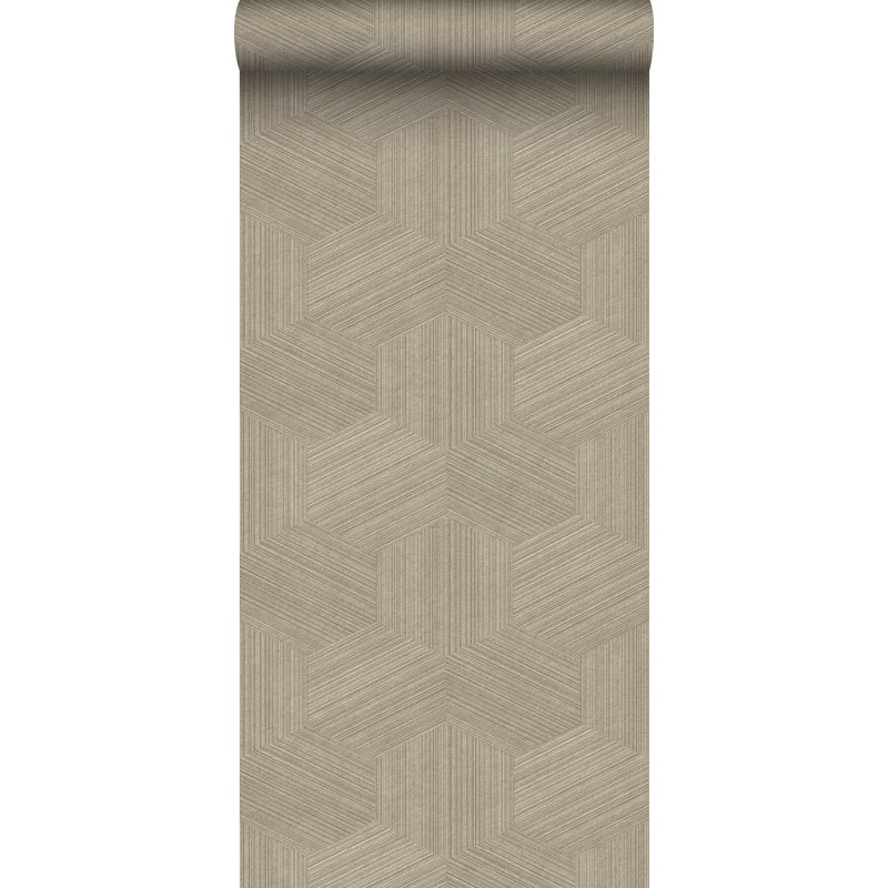 Tapeta flizelinowa z ekoteksturą graficzny motyw 3D beżowym - 50 x 900 cm - ORIGIN