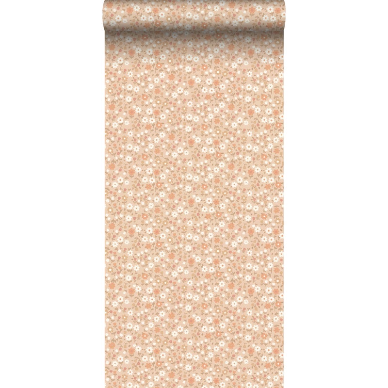 Tapeta kwiaty jasnej terakoty - 53 cm x 10.05 m - ESTAHOME