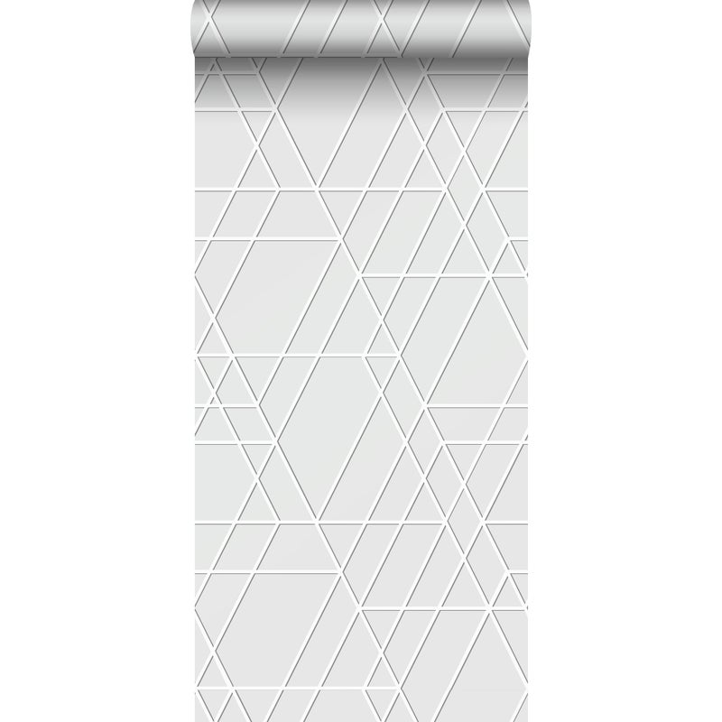 Tapeta graficzny motyw 3D jasnoszarym - 50 x 900 cm - ESTAHOME