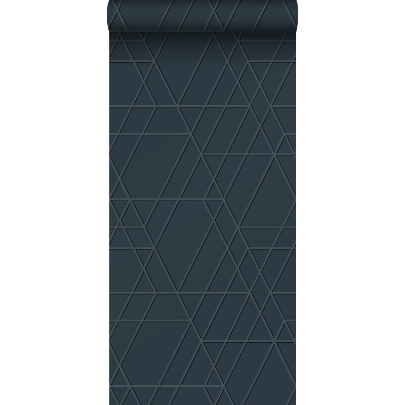 Tapeta graficzny motyw 3D ciemnoniebieskim - 50 x 900 cm - ESTAHOME
